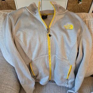 The North Face women's agave jacket medium High rise Grey Heather yellow